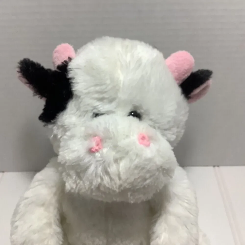 KellyToy Cow Hand Puppet 9” Plush White with Black Ears, story time